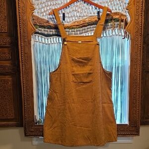 Corduroy Pinafore Dress in Mustard